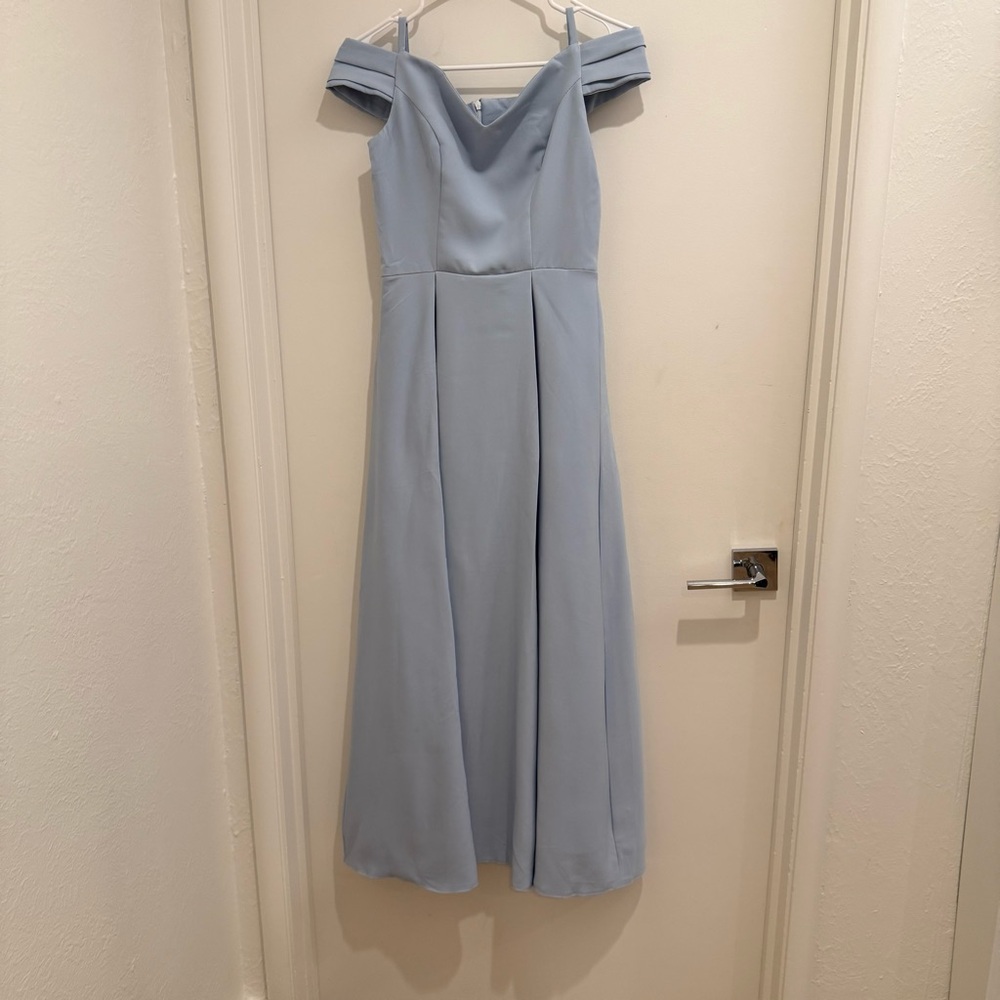 Elegant Light Blue Off-Shoulder Gown